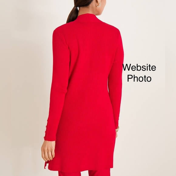 Chico’s Red Ribbed Two-Pocket Cardigan Sweater - Picture 2 of 9